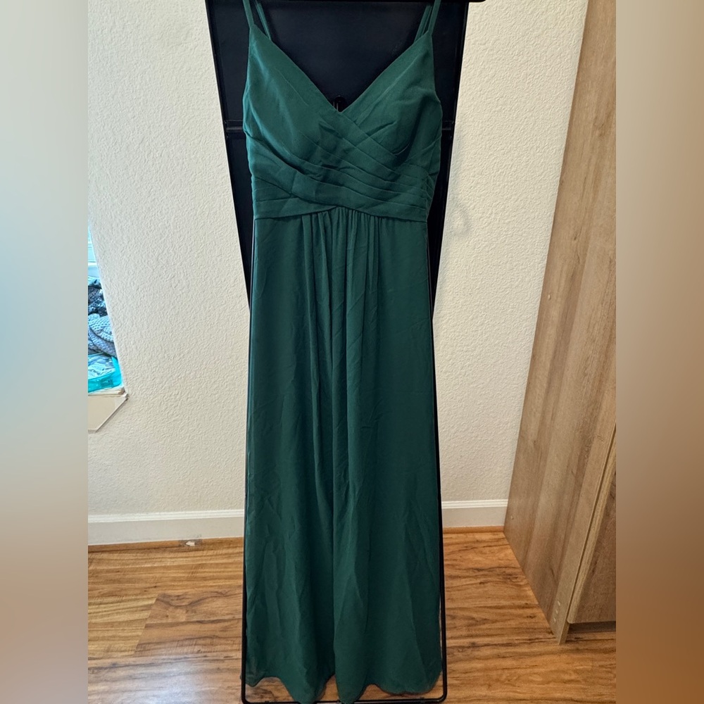 JJs House Azazie Green Ruched Sweetheart Bridesmaids Dress